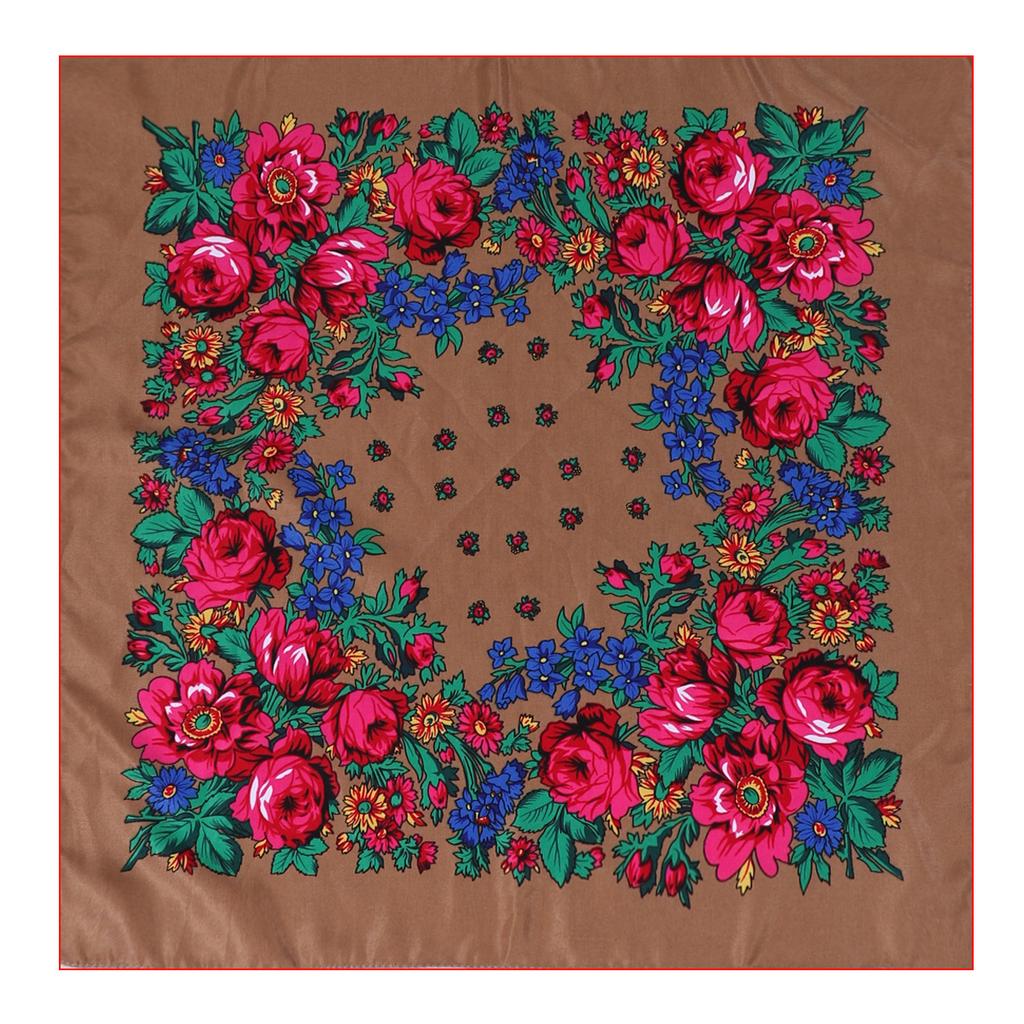 Luxury Hijab Hair Bands Square Cotton Scarf For Women Neckerchief Female Rose Pattern Shawl Headband Fashion Wraps Bandana