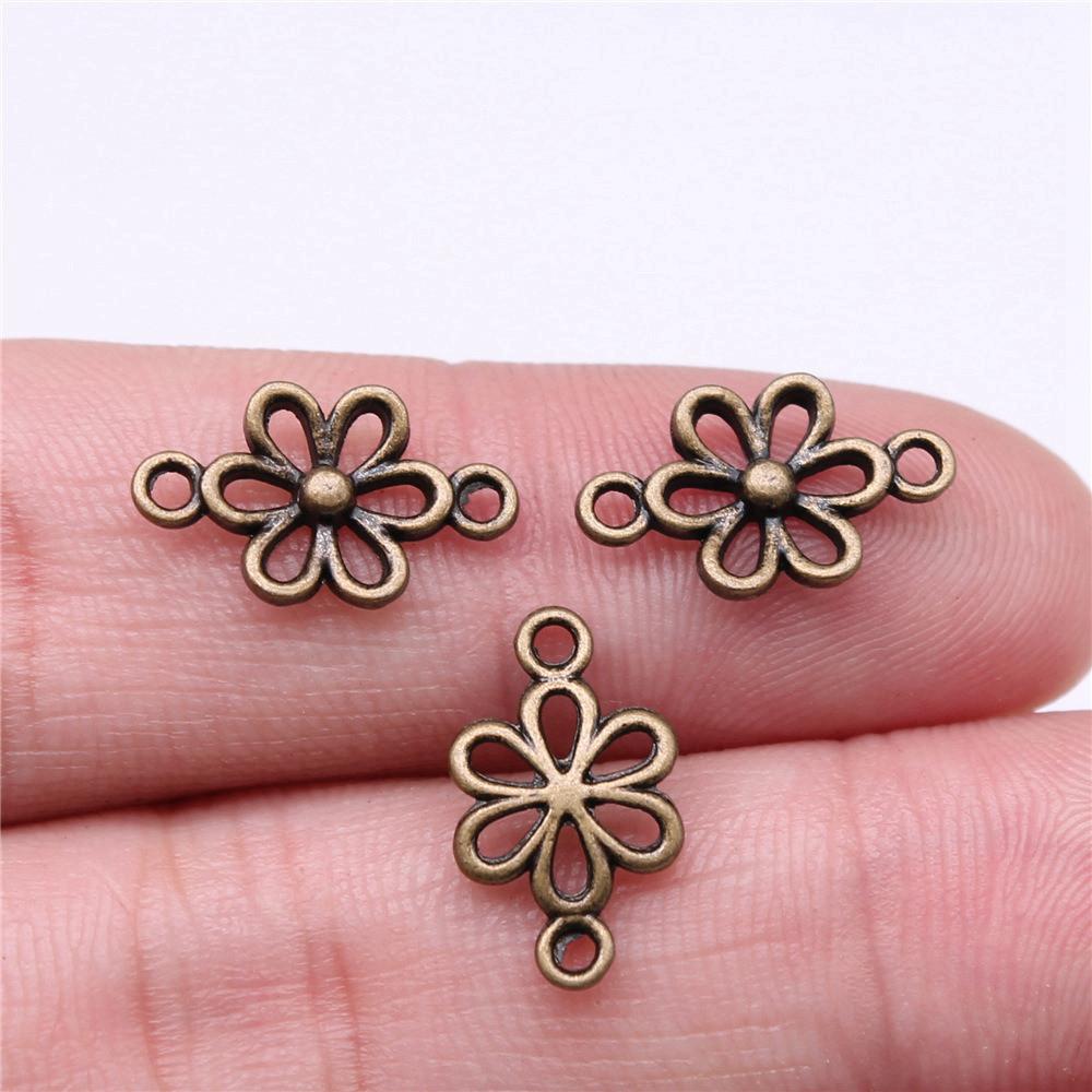 Connettori Fiore a Lavoro Aperto Gancio per Ciondolo Colore Bronzo Antico Creazione Gioielli Accessori Fatti a Mano Connettori per Ciondoli
