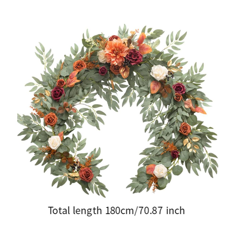 Artificial Flower Garland Table Runner 1.8 M Long Fake Rose Flower Vine for Wedding Bridal Shower Backdrop Indoor Outdoor Arch