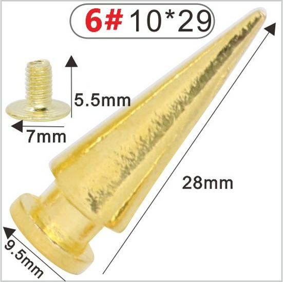 Punk Spike Alloy Bullet Rivet Horn Cone with Base Screw for Apparel, Bags, Shoes