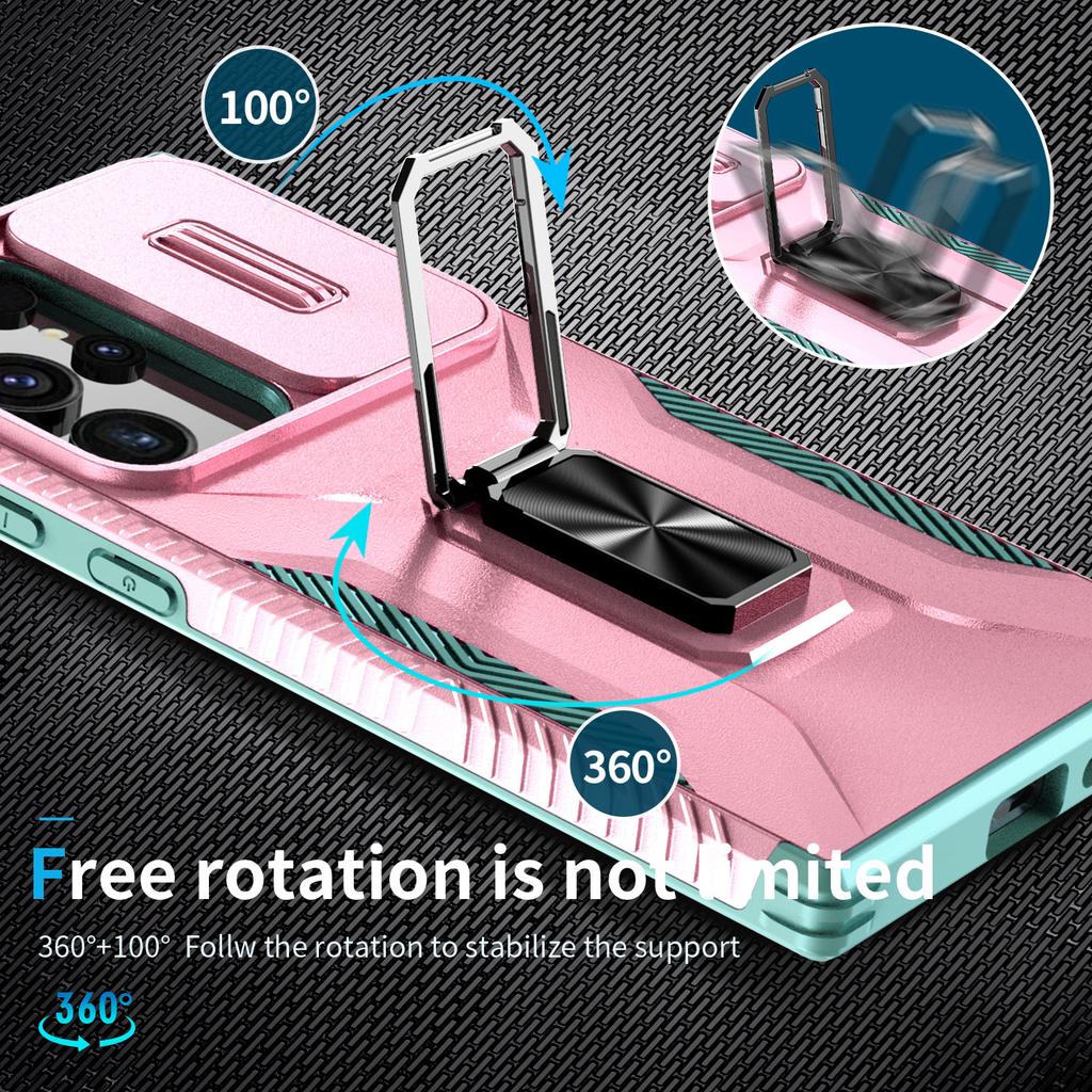 For Samsung Galaxy S24 Ultra Case Camshield Kickstand TPU+PC Anti-Slip Phone Cover