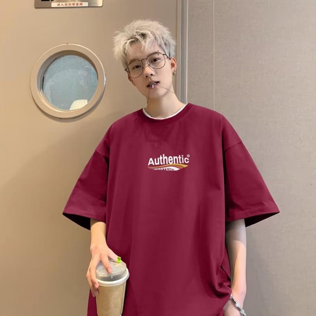 Men'S Trendy Letter Round Neck Printed Short Sleeved T-Shirt For Summer Ins Loose Casual Top