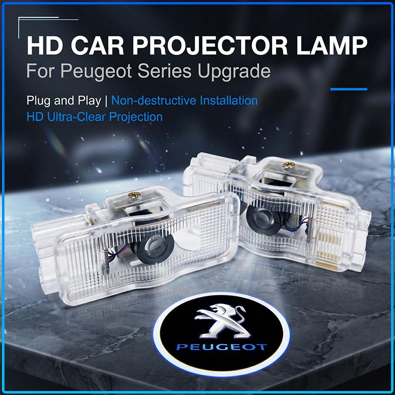 2pcs HD Led Welcome Light Car Door Projector Lamps Car Accessories For Peugeot 107 108 206 207 208 301 307 308 405 406 407 408 508 807 2008 3008 4008