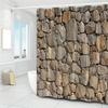 Stone Brick Wall Shower Curtain, Pastoral Farmhouse Design, Brown Gray Marble Rock Print, Machine Washable