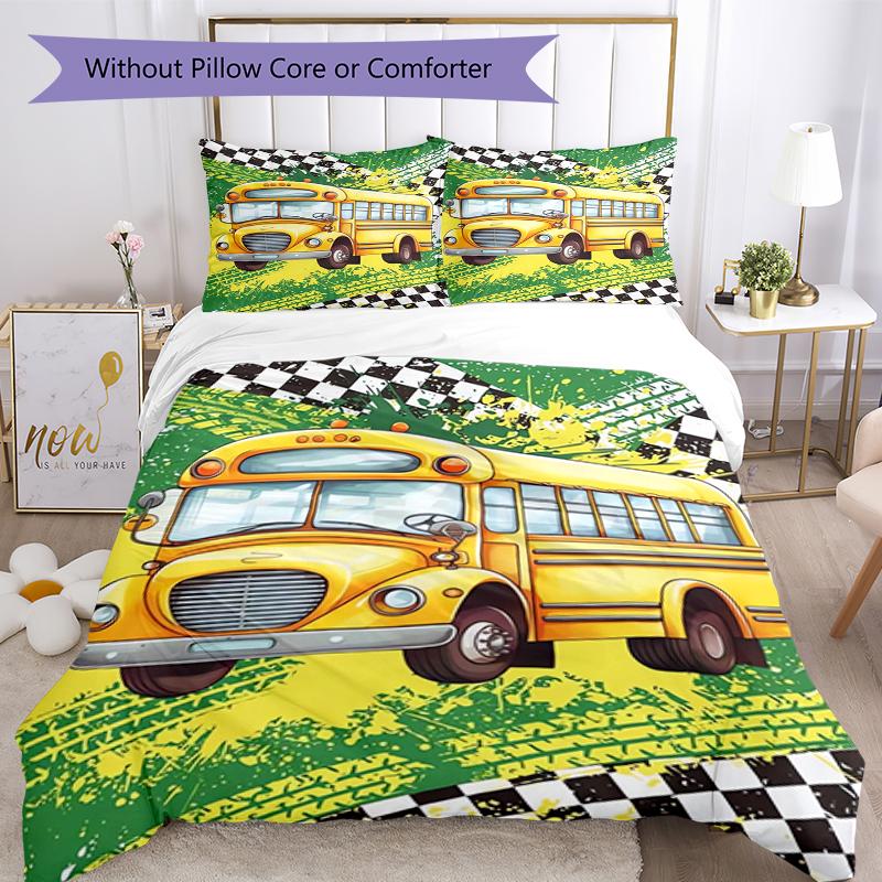 3pcs Car Bedding Set Duvet Cover Closure Includes 1 Duvet Cover & 2 Pillowcases, Soft and Comfortable for All Seasons.