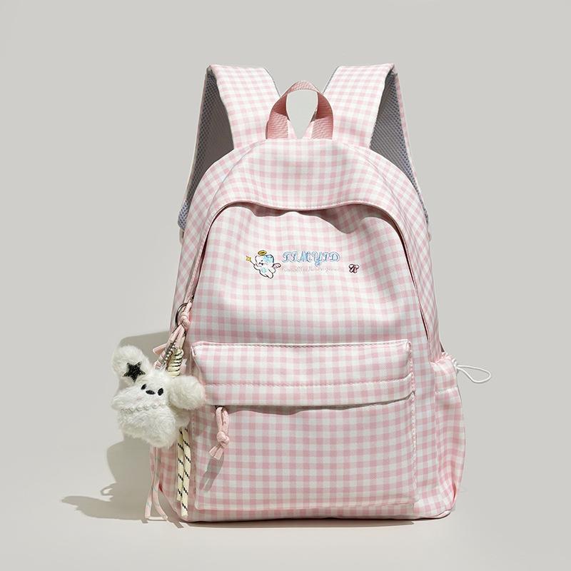 Schoolbag plaid schoolbag female student versatile small fresh junior high school backpack travel backpack tide large capacity college style