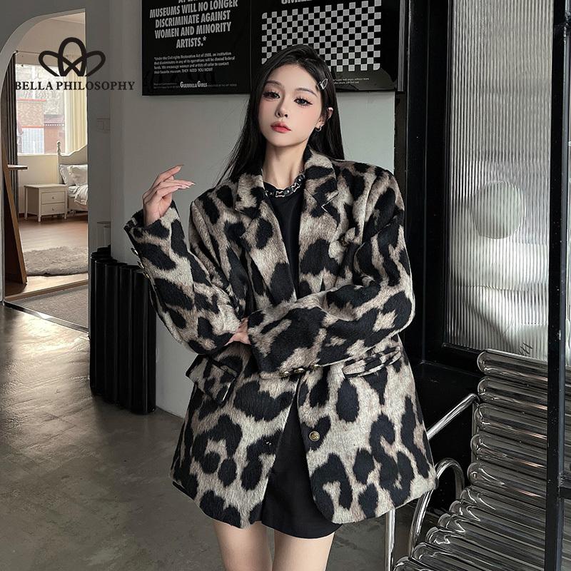 Леопардовый принт толстое шерстяное пальто женское зимнее свободное улучшенное пальто — фото 3