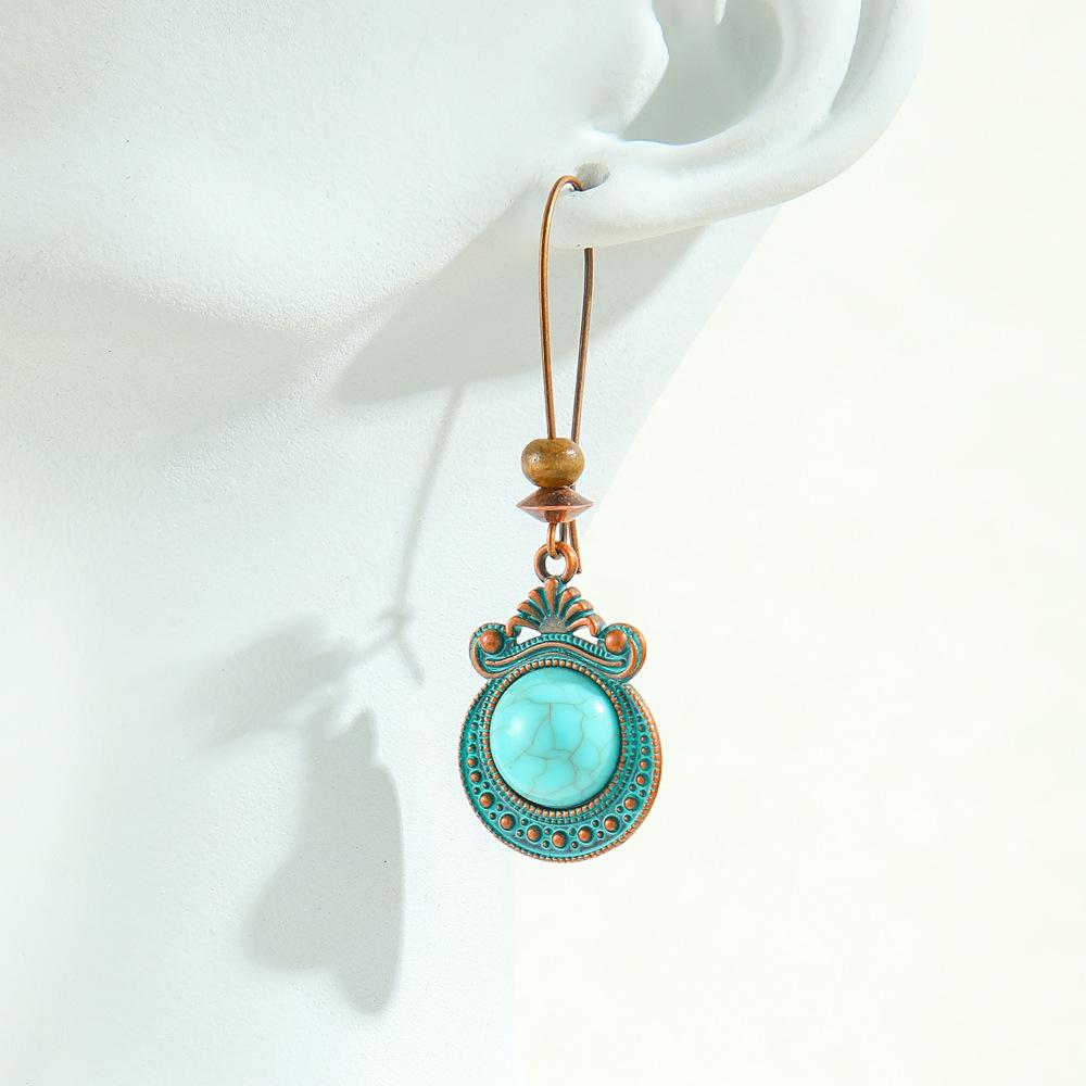 Cercei turcoaz Cercei boemi cu ciucuri, aliaj geometric, stil retro, accesorii urechi lăudăroși