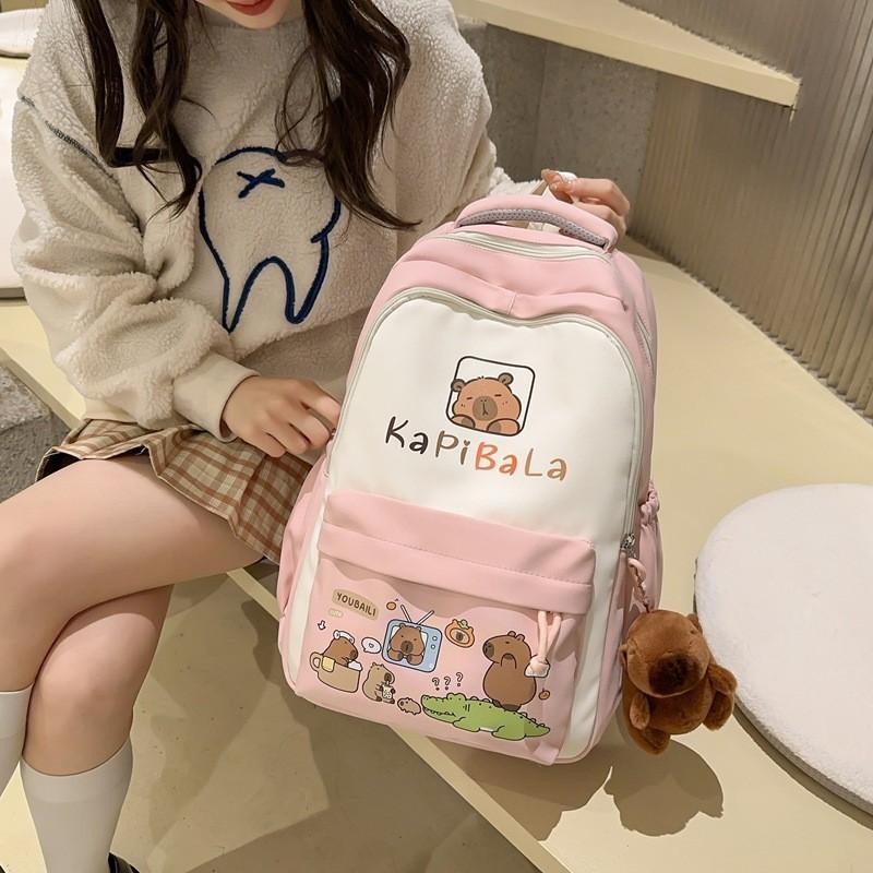 Capybara Large Capacity Nylon Backpack For Students And Daily Use
