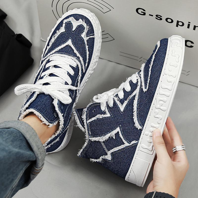 

Осень и зима персонализированные дышащие парусиновые туфли мужские 2025 новые студенческие маленькие белые туфли ins трендовые туфли спортивные кеды для бега 44