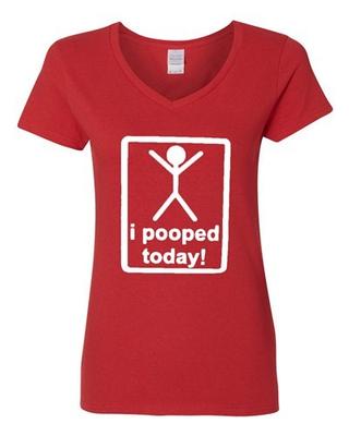 V-Neck Ladies I Pooped Today Stick Man Toilet Poops Funny Humor T-Shirt Tee Unisex T-Shirt