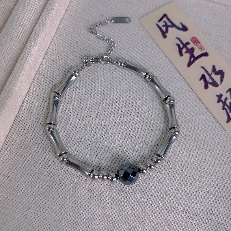 Men's High-End Titanium Steel Bamboo Bracelet - Unique Design, Ideal for Students, Couples, and Trendsetters