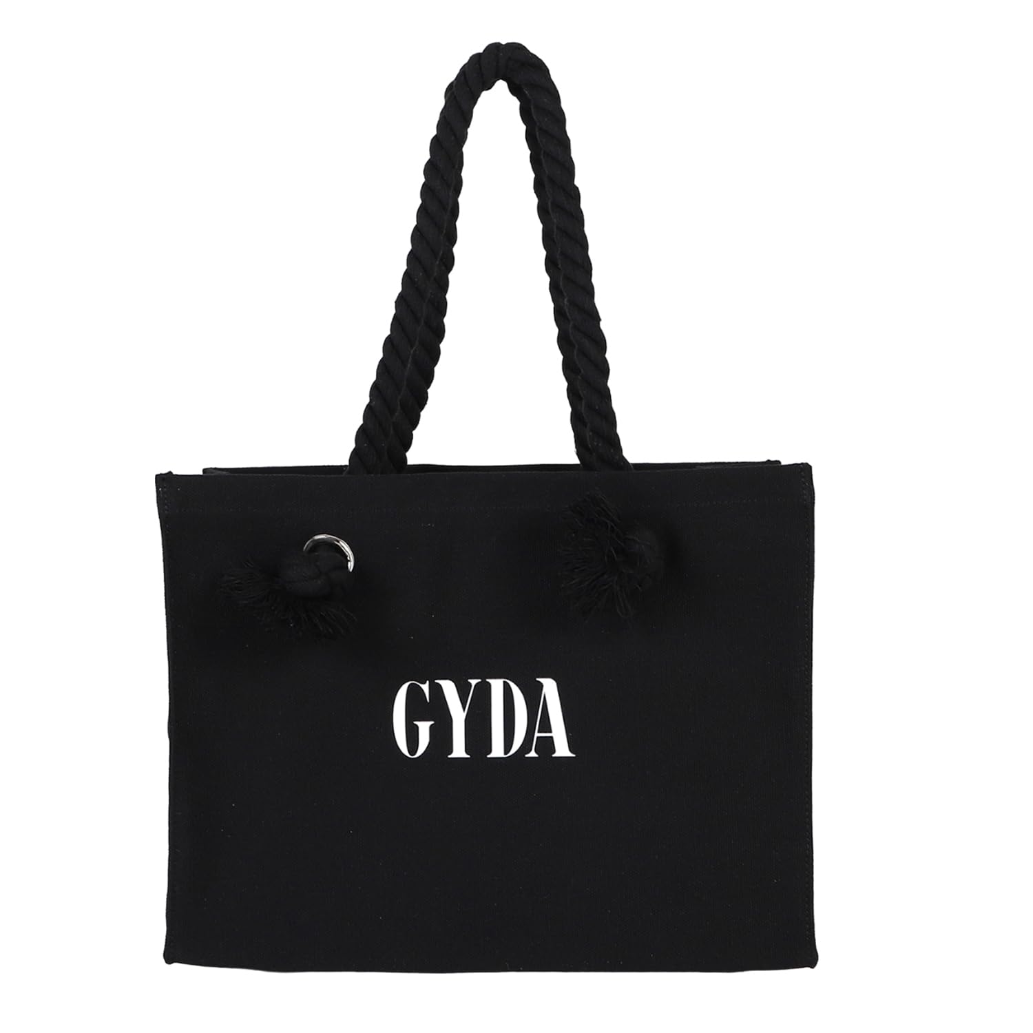

Shopper style canvas tote bag Logo tote bag with sticker A4 size available [Jada] чорний