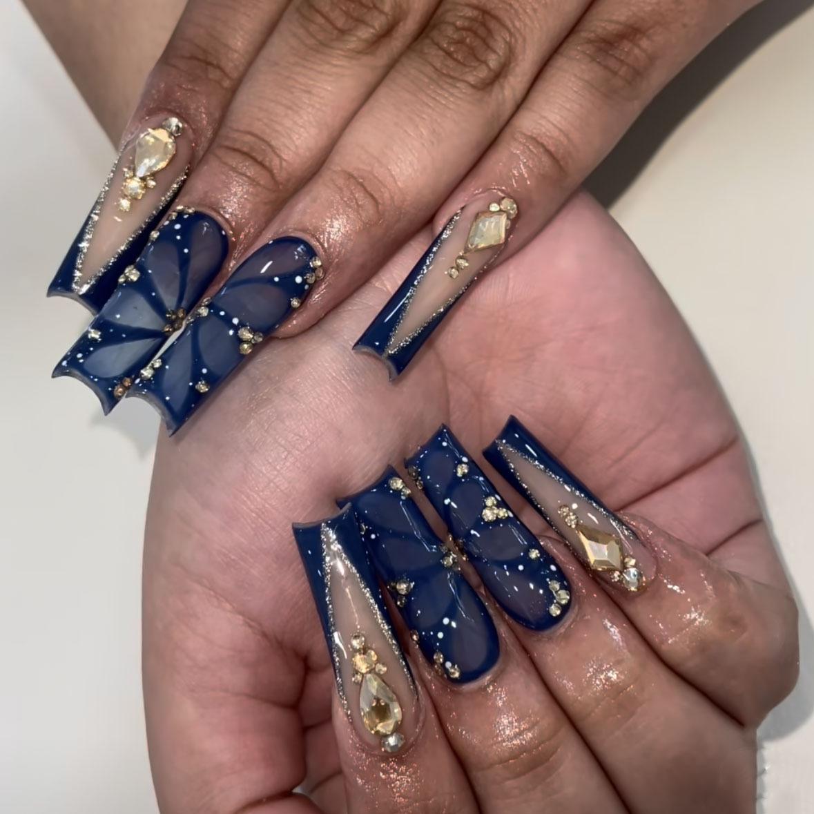 Flash diamond nail art piece, European and American wearing nail fake nail nail piece, long nail art piece, wearing nail sticker