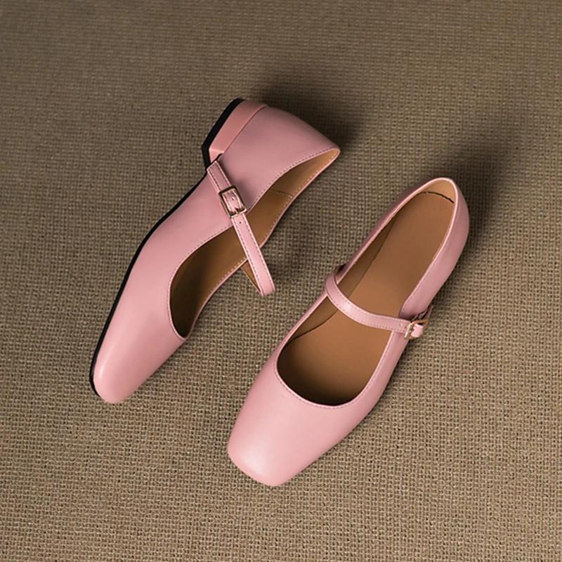 Women's Mary Jane Shoes 2025 New Square Mouth Flat Female Shoes Large Size One-Piece Ballet Shoes For Women