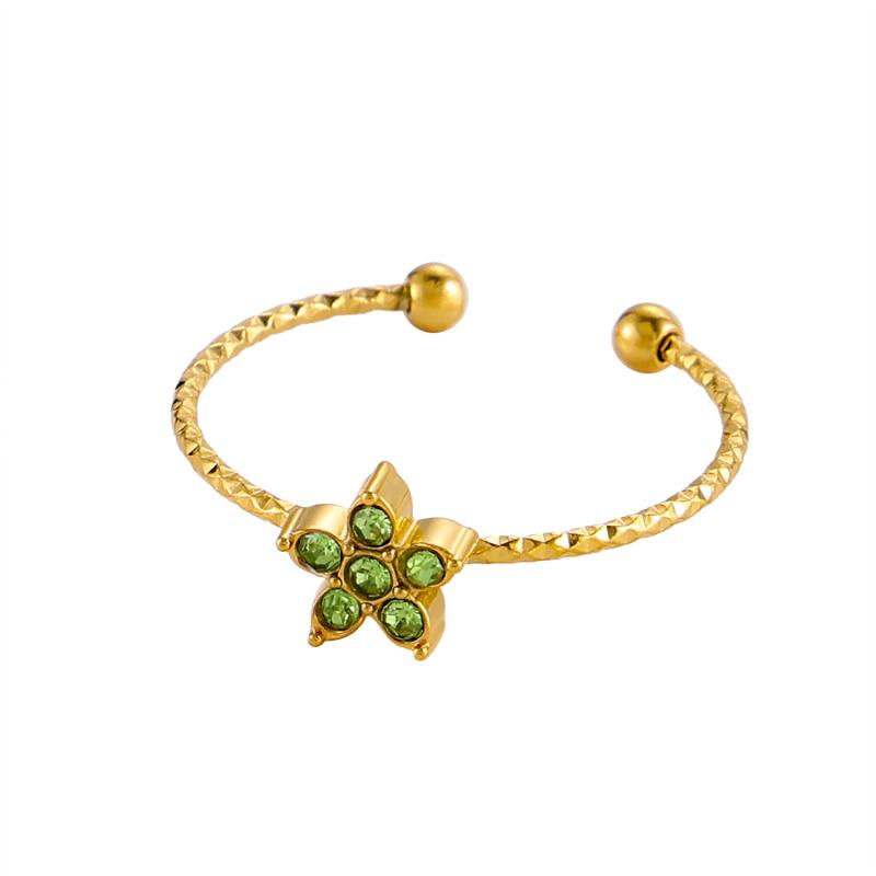CARLIDANA New Fashionable Stainless Steel Ring High-End Daisy Colorful Zircon Flower Opening Adjustable Ring for Women Jewelry