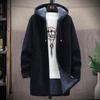 Autumn and Winter Plus Size Men's Thickened Padded Hooded Medium-length Loose Jacket Casual Comfortable Knitted Cardigan Outerwear