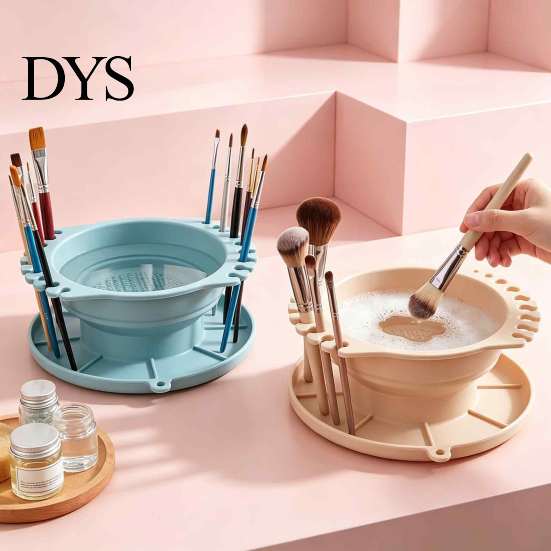Silicone Painting Brush Rinser Paint Cleaner Cup, with Texture, Foldable Compact Art Washer for Cleaner, Watercolor And Makeup