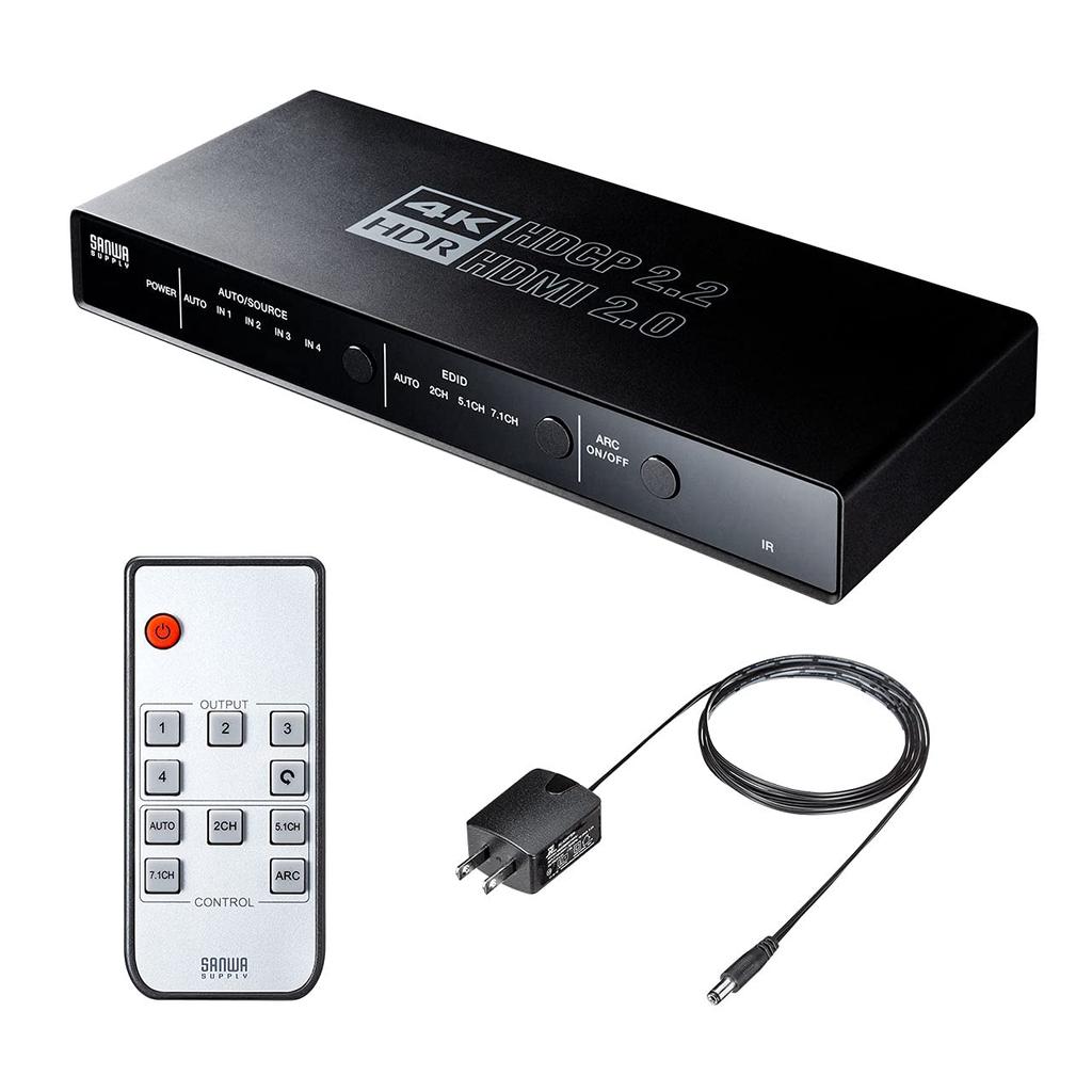 Sanwa Direct HDMI 4K 4 1 Optical Digital Remote Control Compatible with Switch and Switcher, 60Hz, Inputs, Output, Auto/Manual Switching, ARC,
