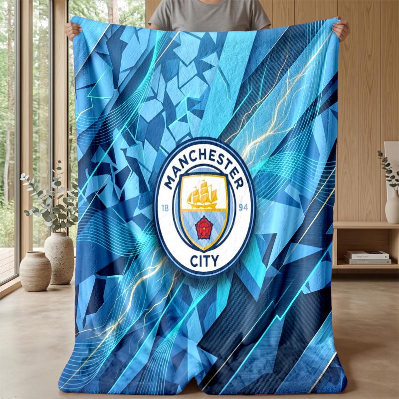 Couverture sur le thème de Manchester City Couverture douce en flanelle Couverture jetée pelucheuse Couverture douillette pour canapé et lit pour la décoration de la maison