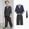 Completo da Bambino Primavera Nuovo Set Smoking Formale per Ragazzo Blazer Cravatta Pantaloni Set per Pianoforte Presentatore Discorso Cerimonia Outfit Scolastico Bambino Piccolo 8 10 Anni