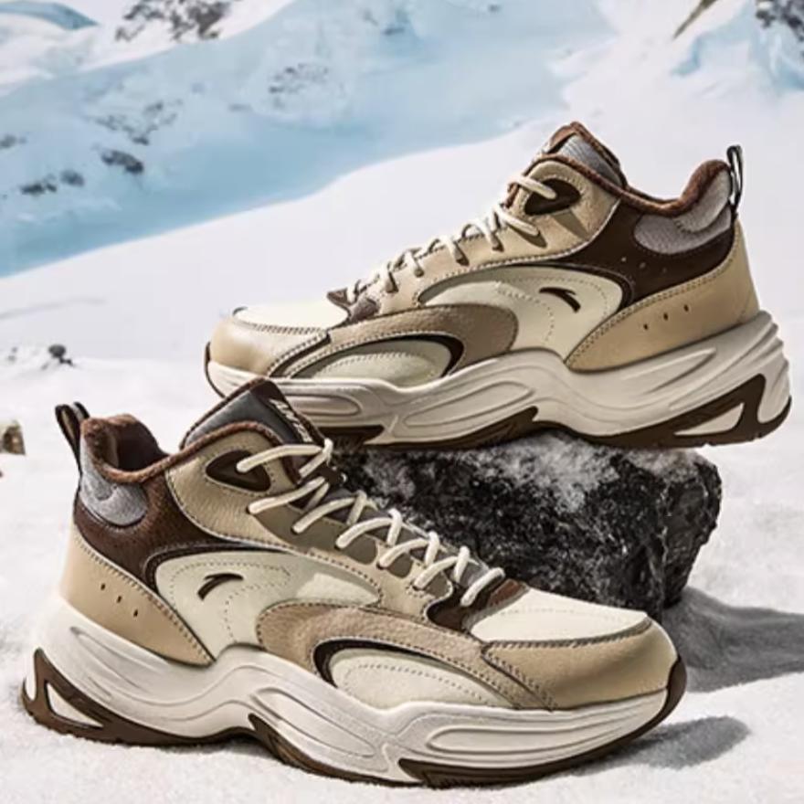 Anta Cross Trendy Versatile Fleece Non-Slip Warm Low-Top Casual Shoes Men sneaker Light-Brown 112448957-2