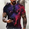 New Ferocious Animal Pattern 3D Printed Men's Street Round Neck Short Sleeved T-shirt