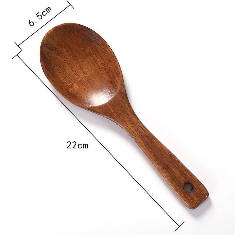 Sour Jujube Wood Long Handle Spoon & Spatula Set - Non-stick, High Heat Resistant, Perfect for Stir-fry & Soup