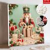 Framed Pearl Art DIY Kit with Christmas Nutcracker Pattern 3D Sparkling Bead Canvas Painting Handmade Holiday Gift for Home Decoration