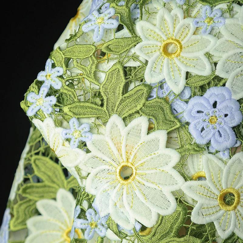 50*132Cm Water-Soluble Lace 3D Embroidery Hollow Fabric Green Flower Wedding Dress Skirt Curtain Clothes Tablecloth Diy Sewing