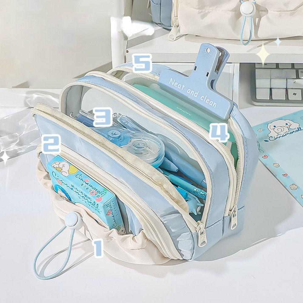 Five-Layer Pen Bag Zipper Pen Storage Bag Fashion Pencil Case  Gift