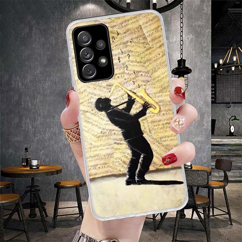 Music Saxophone Instrument Phone Case For Samsung Galaxy A13 A14 A15 A16 A17 A53 A54 A55 A56 A57 A33 A34 A35 A36 A37 A23 A24 A25