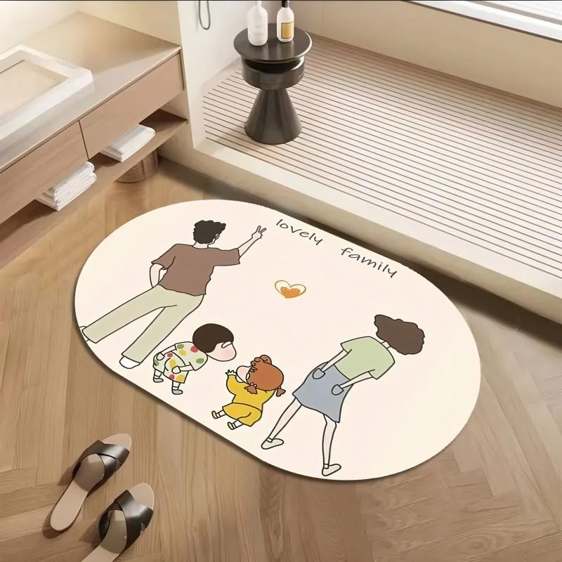 Cartoon Shin Chan Diatomaceous Earth Bath Mat Non-Slip Absorbent Floor Bathroom Kitchen Entryway