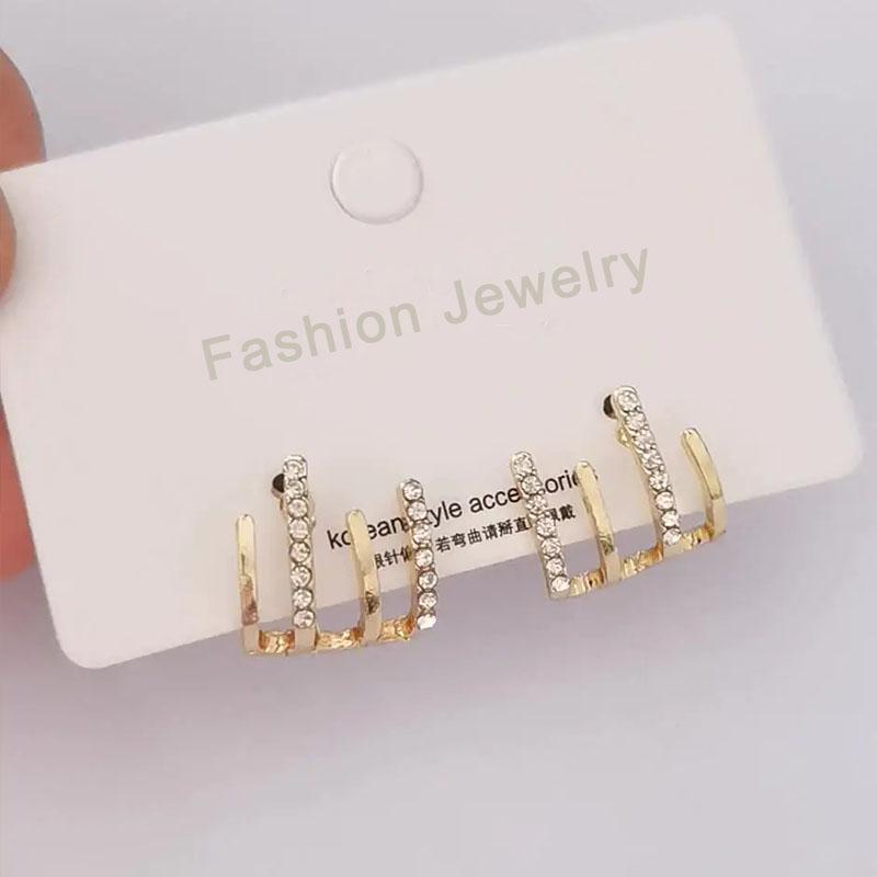New Crystal Claw Stud Earrings Gold Color Alloy Earrings for Women Simple Design Cute Small Earrings Fashion Unusual Earrings