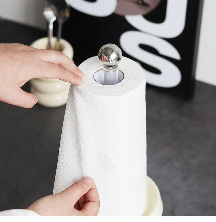 Nordický vertikální držák na kuchyňské utěrky a ubrousky - Bezvrtací úložný regál na jídelní stůl a ručníky.