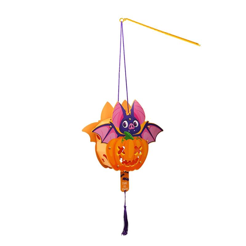 LED Halloween Pumpkin Lantern Decoration Children Diy Material Kit Hanging Paper Honeycomb Glowing Lantern Festival Decor