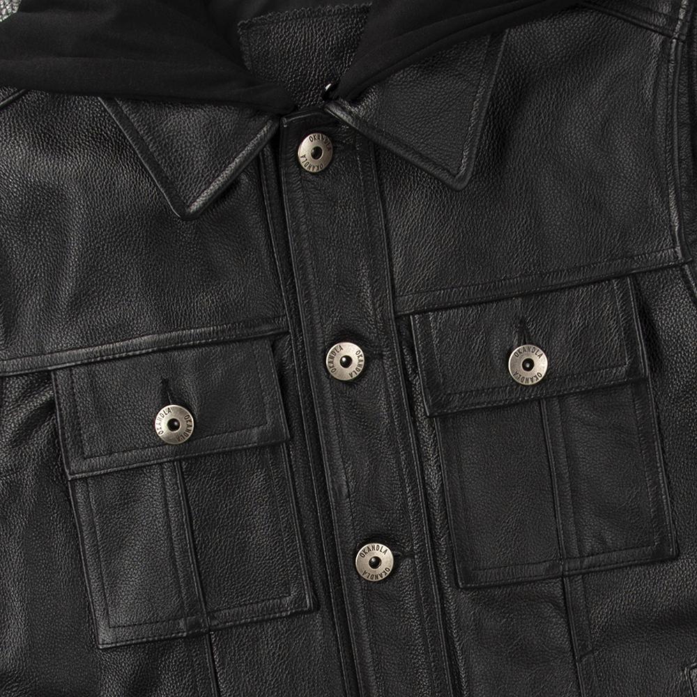 Motorcycle Vest Hood Genuine Cow Men Leather Sleeveless Jacket Biker Riding Vests Men's Genuine Leather Waistcoat Spring