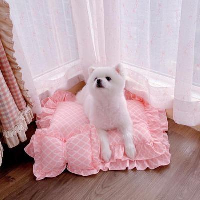 Katzenbett Kleines Hundebett, süßes Prinzessinnen-Haustierbett TIE Spitzen-Katzenhundebett mit Kissen und abnehmbarem waschbarem Bezug, für Katzen und Hunde