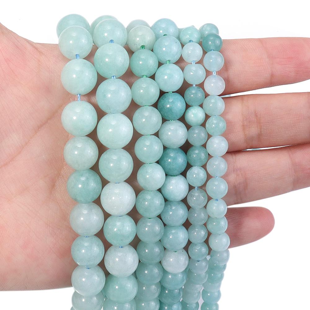 Natural Burma Jade Stone Beads 6 8 10mm Green Round Loose Gemstone Beads for Jewelry Making DIY Necklace Bracelets Accessories