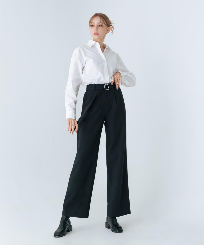 Solteuaenchokollis Wide Belted Slacks Black 4W223V302