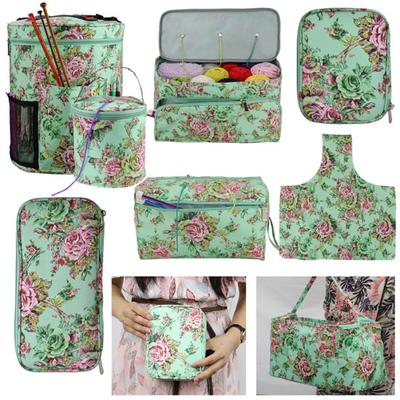 Portable Knitting Yarn Storage Tote Bag Crocheting Needle Hooks Organizer Pouch
