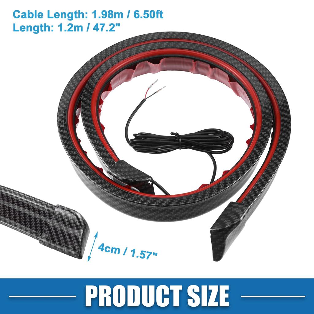 Spoiler Universal para Coche ABSOPRO con Luces LED Rojas 1,2 m/1,2 m Kit de Labio Spoiler para Maletero de Coche Barra Spoiler Tira de Luz Trasera para Coche Patrón de Fibra de Carbono de Goma