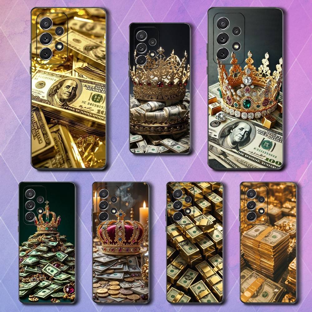 Wealth Art Dollar Pattern Case For Samsung S23,S25,S20,S10,S9,S21,S24,S22,Ultra,FE,Plus,Lite,Soft Silicone Black