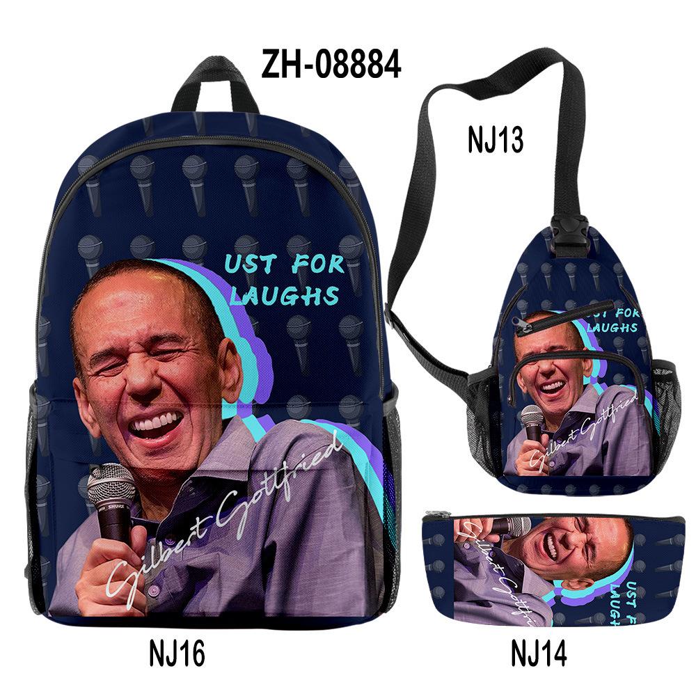 Classic Novelty Peculiar Cool Gilbert GOttfried 3D Print 3pcs/Set Pupil School Bags Travel Laptop Backpack Chest Bag Pencil Case