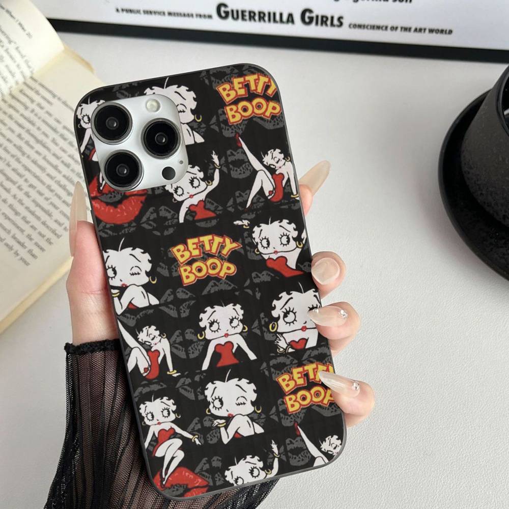 Animation B-Betty Boop Soft Corrugated Transparent Phone Case For IPhone 17 15 16 11 12 13 14 Pro Max Plus Pro