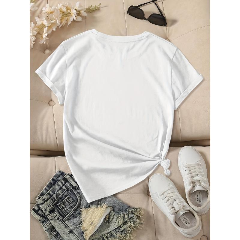 European Size Women's Valentine's Day Red Heart Print Short-Sleeve T-Shirt - Vintage Round Neck Blouse