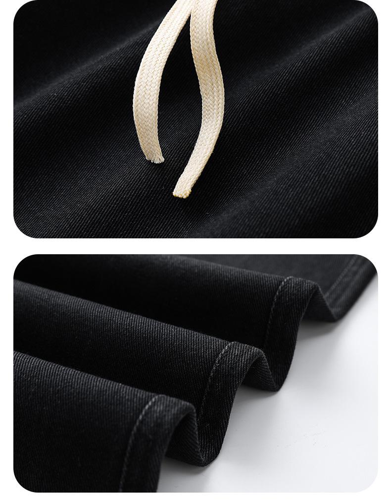 Herren Japanischer Stil Helle Farbe Weite Beine Kordelzug Jeans mit Elastischem Bund, Lockere Gerade Passform, Bodenlang Lässige Trendige Hose