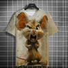 New Fashion Men's Casual T-shirt 3D Printing Fun Animal Print Short Sleeve Street Fashion Wolf Fox Print Round Neck Top