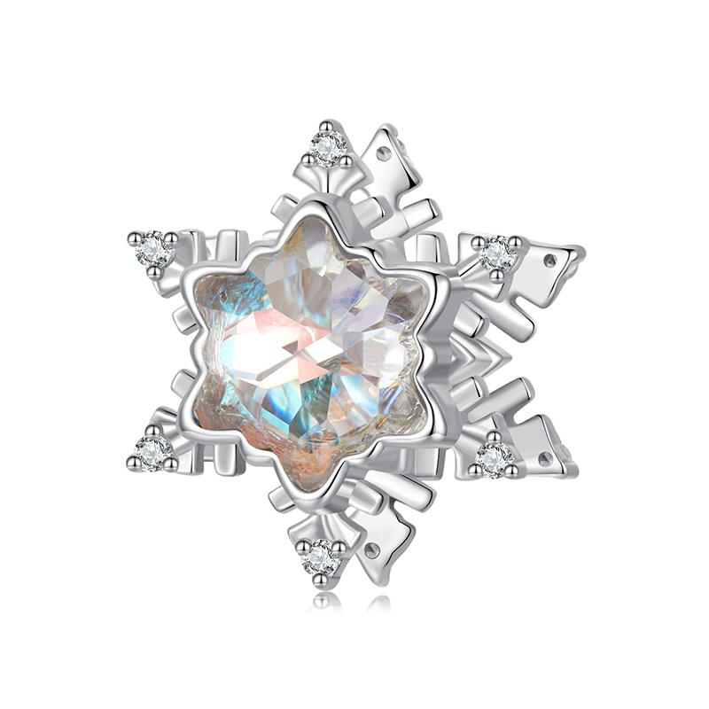 WOSTU 925 Sterling Silver Snowflake Butterfly Charms Blue Crystal Crown Beads Fit DIY Bracelet Necklace Gift Winter Ice Kingdom