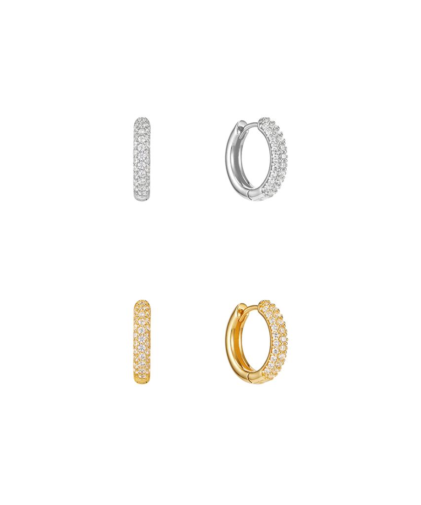 Tatiana [Silver 925] Pave Round One-Touch Hoop Earrings_Ec1728